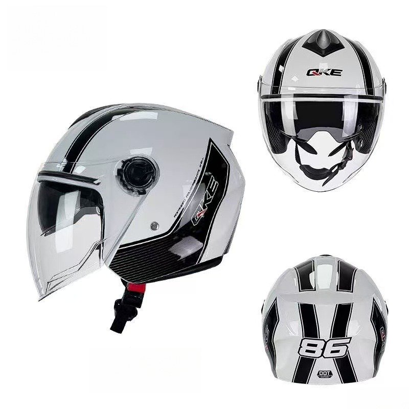 13433928906502714 Dual-Visor Half Helmet 838 – Black & White 86 - Image 1